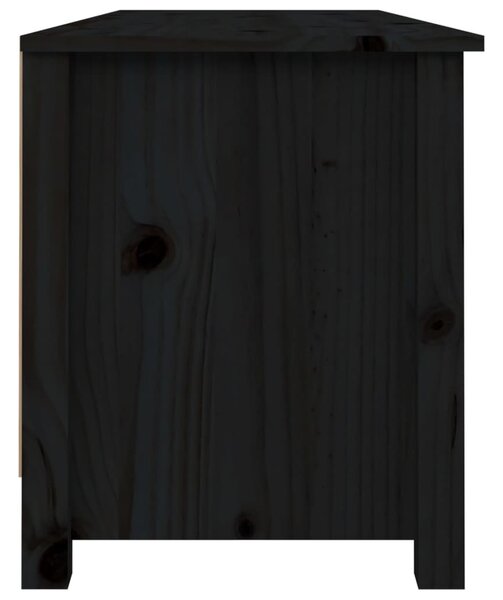 Fekete tömör fenyőfa cipőtároló pad 110 x 38 x 45,5 cm