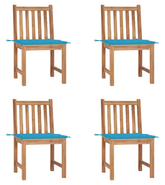VidaXL 4 db tömör tíkfa kerti szék párnákkal