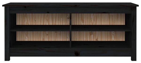 Fekete tömör fenyőfa cipőtároló pad 110 x 38 x 45,5 cm
