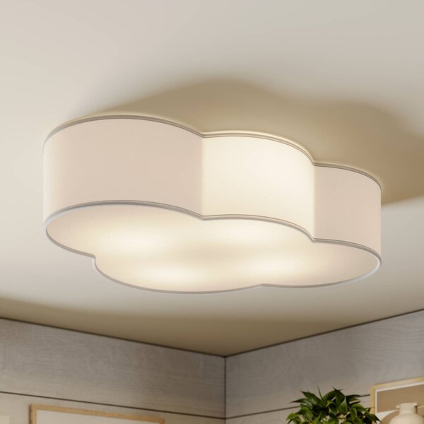 TK Lighting Cloud mennyezeti lámpa, fehér, textil, hossza 62 cm, E27, 4 lámpás., dimmelhető, Fehér / opál, Nappali / Étkező, Textil / szövet / selyem, Fiatalos életstílus