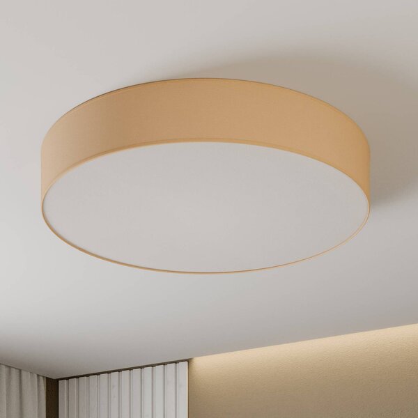 TK Lighting Rondo mennyezeti lámpa, bézs Ø 80 cm, dimmelhető, Krém / borostyánsárga, Hálószoba, Textil / szövet / selyem, Modern