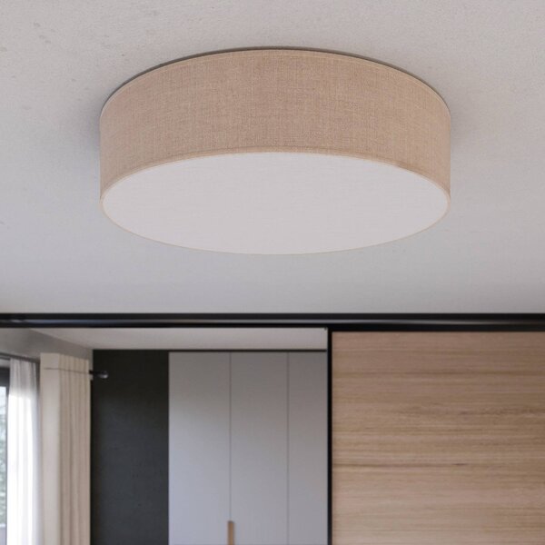 TK Lighting Rondo mennyezeti lámpa, bézs, Ø 60 cm, dimmelhető, Krém / borostyánsárga, Hálószoba, Textil / szövet / selyem, Modern
