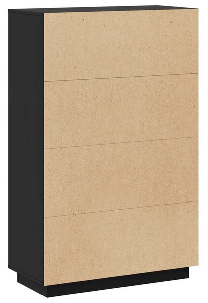 Fekete tömör fenyőfa magasszekrény 74x35x117 cm