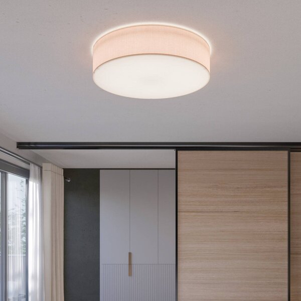 TK Lighting Rondo mennyezeti lámpa, bézs, Ø 60 cm, dimmelhető, Krém / borostyánsárga, Hálószoba, Textil / szövet / selyem, Modern