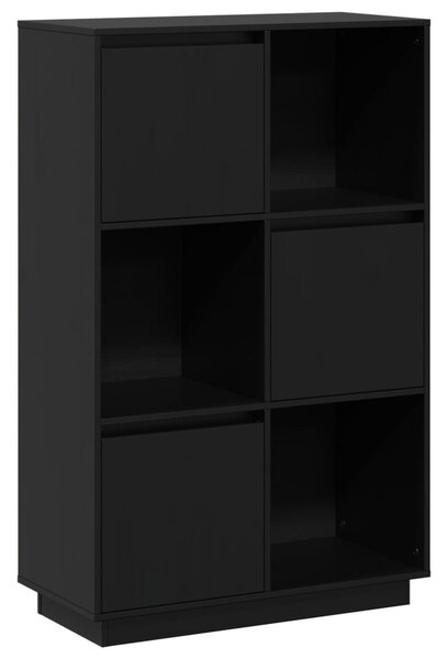 Fekete tömör fenyőfa magasszekrény 74x35x117 cm
