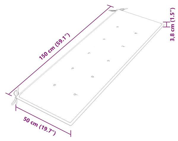 Tömör tíkfa Batavia pad fekete párnával 150 cm