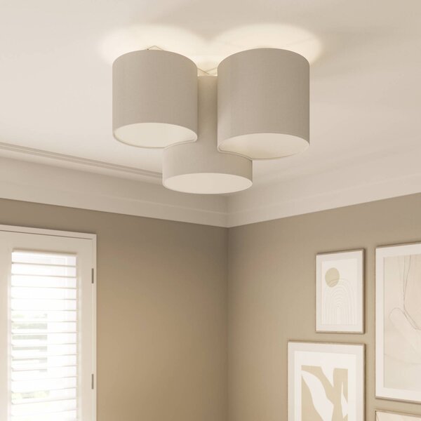 TK Lighting Mona mennyezeti világítás, 3 izzós, fehér, dimmelhető, Fehér / opál, Hálószoba, Textil / szövet / selyem, Modern
