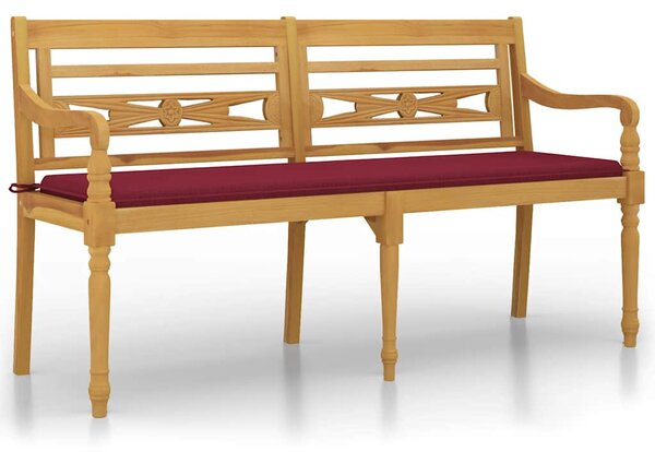 Tömör tíkfa Batavia pad bordó párnával 150 cm