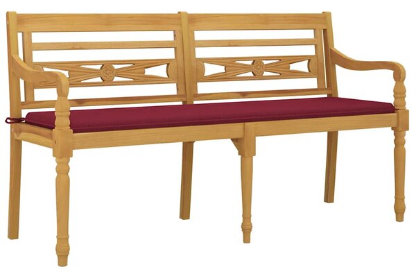 Tömör tíkfa Batavia pad bordó párnával 150 cm