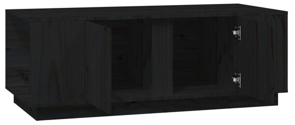 Fekete tömör fenyőfa dohányzóasztal 110x50x40 cm