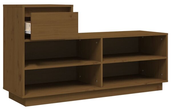 Mézbarna tömör fenyőfa cipőszekrény 110 x 34 x 61 cm