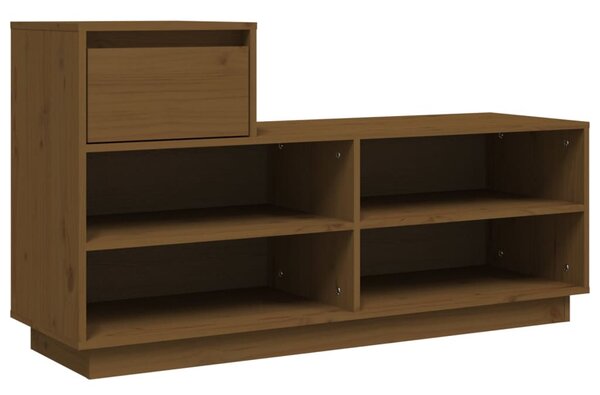 Mézbarna tömör fenyőfa cipőszekrény 110 x 34 x 61 cm