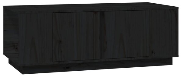 Fekete tömör fenyőfa dohányzóasztal 110x50x40 cm