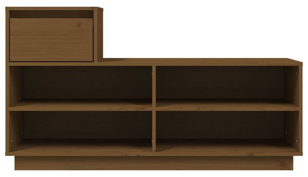 Mézbarna tömör fenyőfa cipőszekrény 110 x 34 x 61 cm