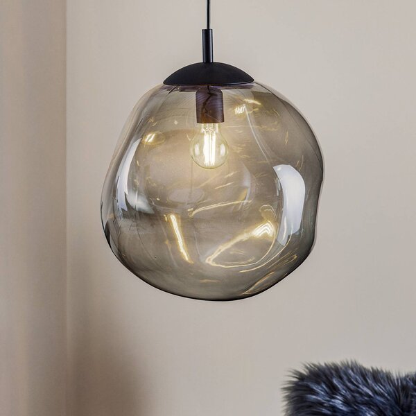 TK Lighting Sol üveg függőlámpa, Ø 35cm, fekete/füstszürke, dimmelhető, Tiszta / átlátszó, Nappali / Étkező, Üveg, Modern