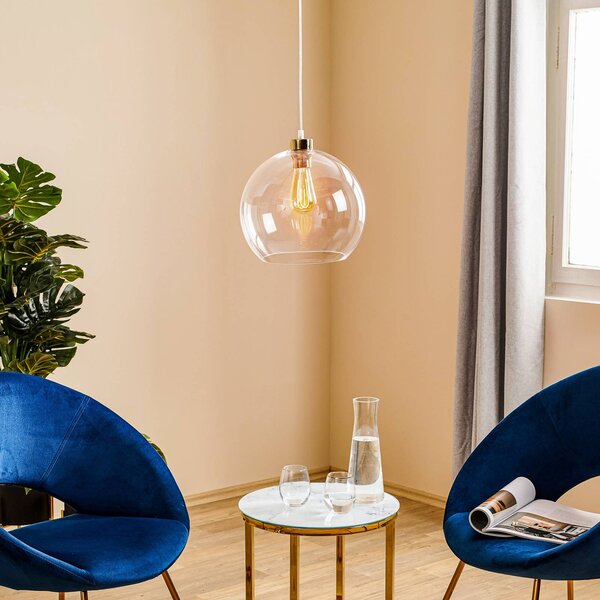 TK Lighting Cubus lógó világítás, átlátszó, üveg, Ø 30 cm, E27, dimmelhető, Tiszta / átlátszó, Nappali / Étkező, Üveg, Modern