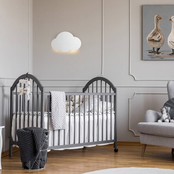 TK Lighting Cloud fali lámpa, fehér, acél, indirekt fény, 38 x 27 cm, dimmelhető, Fehér / opál, Nappali / Étkező, fém, Fiatalos életstílus