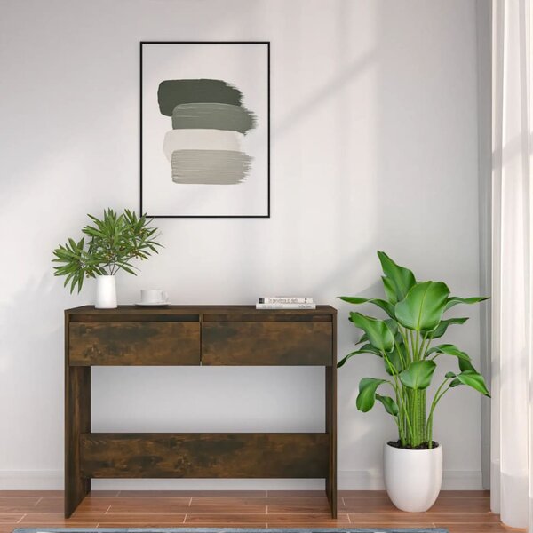 Füstös tölgy színű szerelt fa tálalóasztal 100x35x76,5 cm