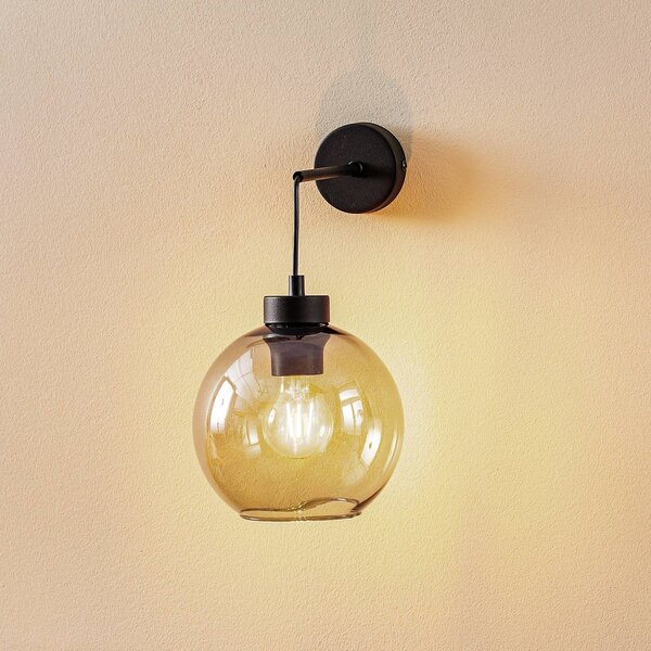 TK Lighting Cubus fali lámpa, fekete/füstszürke, üveg, 30 cm magas, E27, dimmelhető, Tiszta / átlátszó, Nappali / Étkező, Üveg, Modern