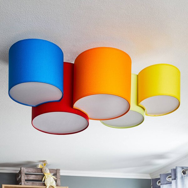 TK Lighting Mona mennyezeti világítás, 5 izzós, többszínű, dimmelhető, Többszínű, Hálószoba, Textil / szövet / selyem, Modern