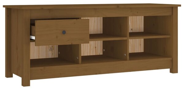 Mézbarna tömör fenyőfa cipősszekrény 110 x 38 x 45,5 cm