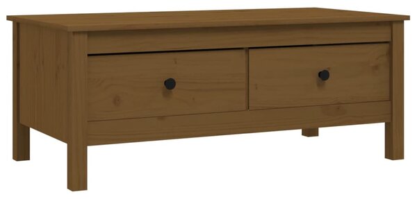 Mézbarna tömör fenyőfa dohányzóasztal 100 x 50 x 40 cm