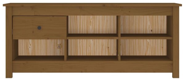Mézbarna tömör fenyőfa cipősszekrény 110 x 38 x 45,5 cm