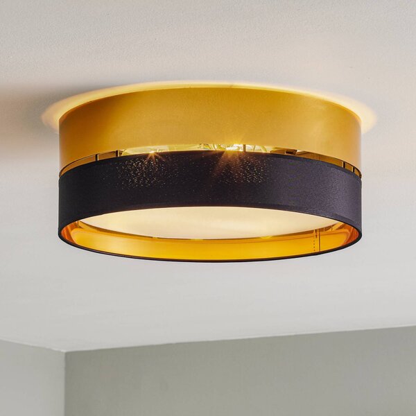 TK Lighting Hilton mennyezeti világítás, fekete/arany, Ø 45 cm, dimmelhető, Fekete, Nappali / Étkező, fém, Modern