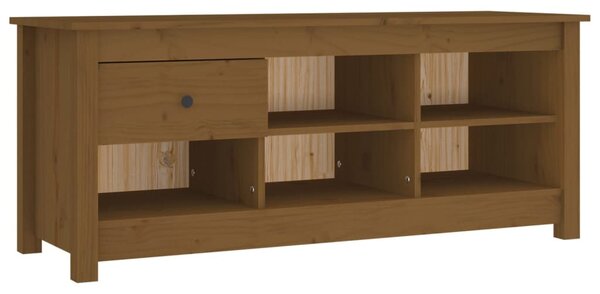 Mézbarna tömör fenyőfa cipősszekrény 110 x 38 x 45,5 cm