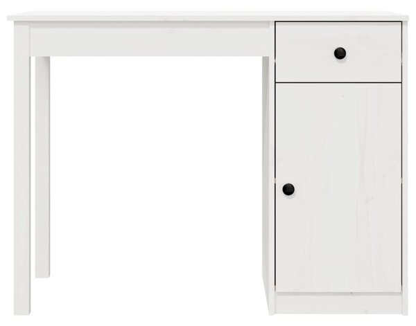 Tömör fenyőfa íróasztal fehér 100x50x75 cm