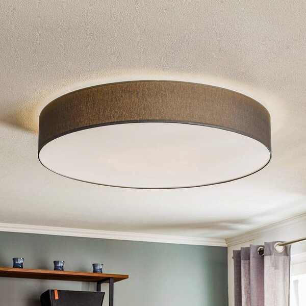TK Lighting Rondo mennyezeti világítás, szürke Ø 80 cm, dimmelhető, Alu / szürke / cink, Hálószoba, Textil / szövet / selyem, Modern