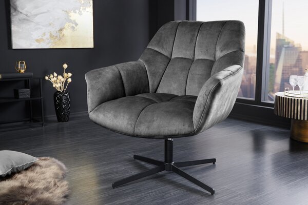 PAPILLON design bársony fotel - szürke