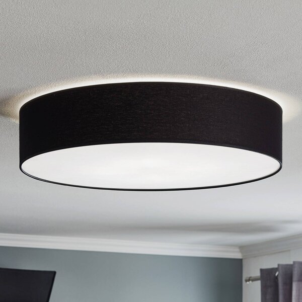 TK Lighting Rondo mennyezeti világítás, sötét szürke Ø 60 cm, dimmelhető, Fekete, Hálószoba, Textil / szövet / selyem, Modern