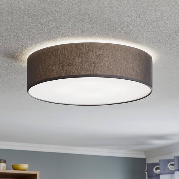 TK Lighting Rondo mennyezeti világítás, szürke Ø 45 cm, dimmelhető, Alu / szürke / cink, Hálószoba, Textil / szövet / selyem, Modern