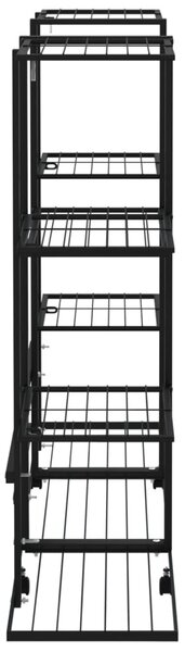 Fekete vas virágtartó állvány kerekekkel 94,5 x 24,5 x 91,5 cm