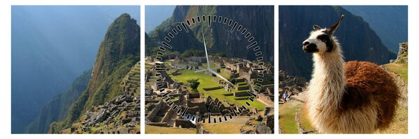 Kép - Láma és Machu Picchu (órával) (90x30 cm)