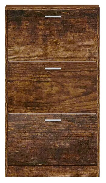 Füstös tölgy színű szerelt fa cipősszekrény 59x17x108 cm