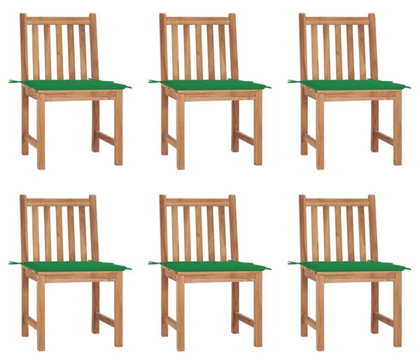 VidaXL 6 db tömör tíkfa kerti szék párnákkal