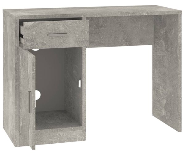 Betonszürke faanyag fiókos/rekeszes íróasztal 100x40x73 cm