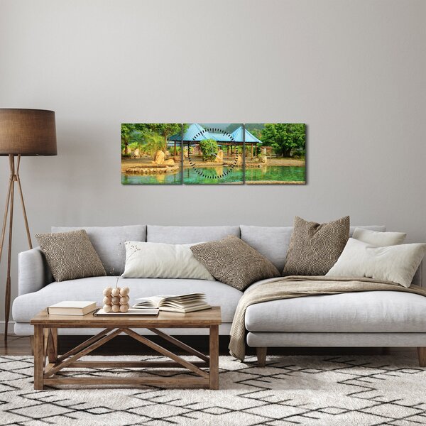 Kép - Shanghai, hotel, park (órával) (90x30 cm)