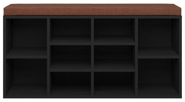 Fekete szerelt fa cipőtároló pad 103x30x48 cm