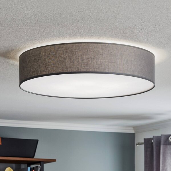 TK Lighting Rondo mennyezeti világítás, szürke Ø 60 cm, dimmelhető, Alu / szürke / cink, Hálószoba, Textil / szövet / selyem, Modern