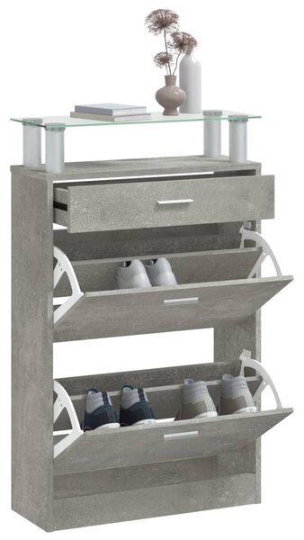 Betonszürke szerelt fa cipőszekrény 63x24x104 cm