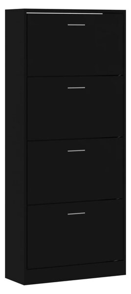 Fekete szerelt fa cipősszekrény 63x24x147 cm