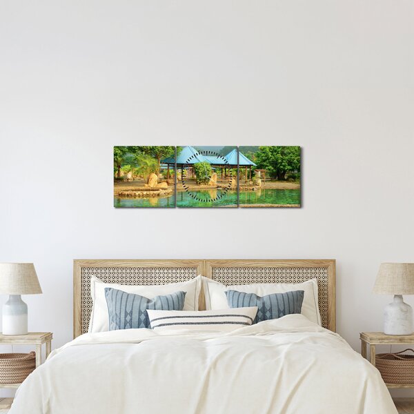 Kép - Shanghai, hotel, park (órával) (90x30 cm)