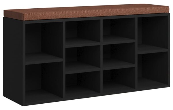 Fekete szerelt fa cipőtároló pad 103x30x48 cm