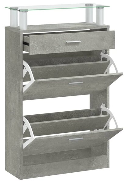Betonszürke szerelt fa cipőszekrény 63x24x104 cm