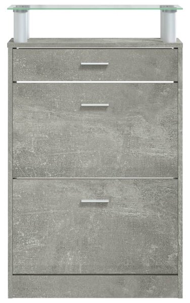Betonszürke szerelt fa cipőszekrény 63x24x104 cm