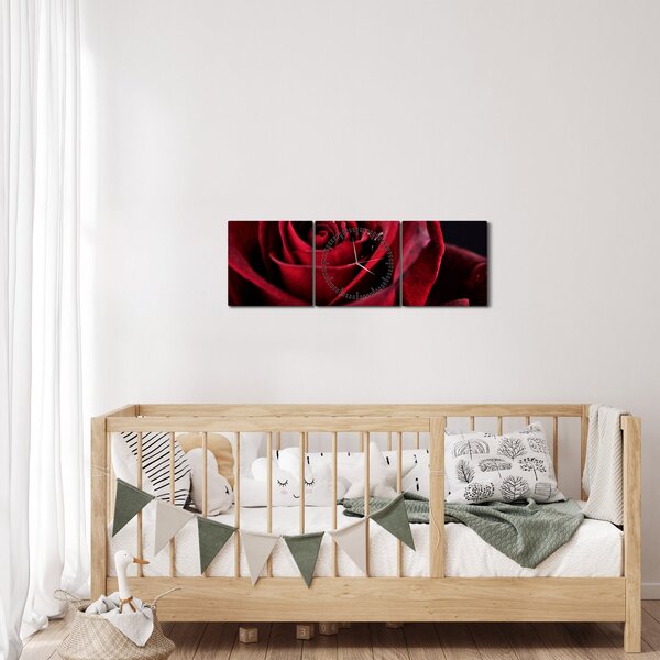 Kép - Vörös rózsa (órával) (90x30 cm)