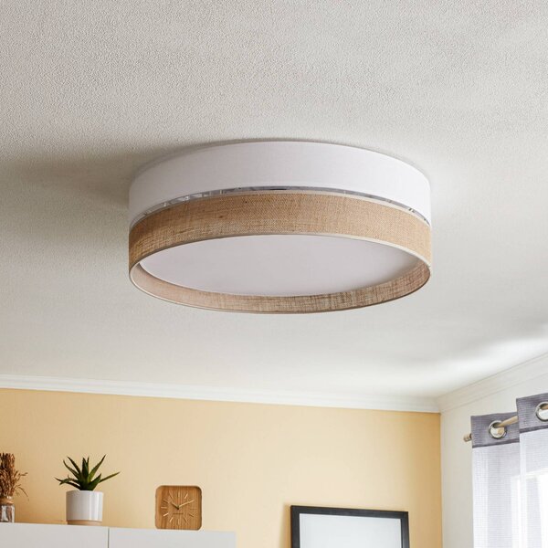 TK Lighting Linobianco mennyezeti világítás, Ø 60 cm, dimmelhető, Barna / rozsda, Nappali / Étkező, Textil / szövet / selyem, Modern